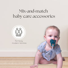 Dodo Babies pacifier clip set carry case open to show clean storage on the go