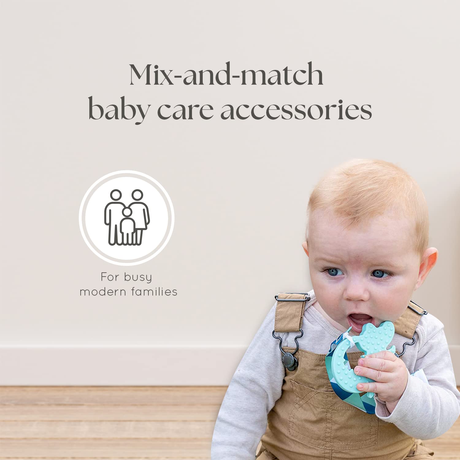 Dodo Babies silicone teethers with animal/star shapes promote easy grasping.