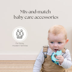 Dodo Babies silicone teethers with animal/star shapes promote easy grasping.