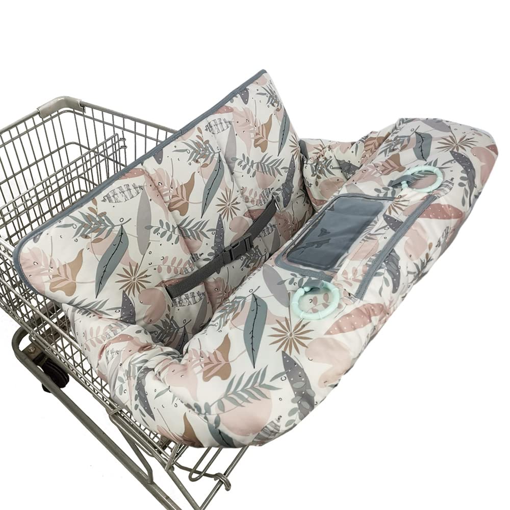DODO NICI leaves-print shopping cart cover provides full-body protection during shopping.