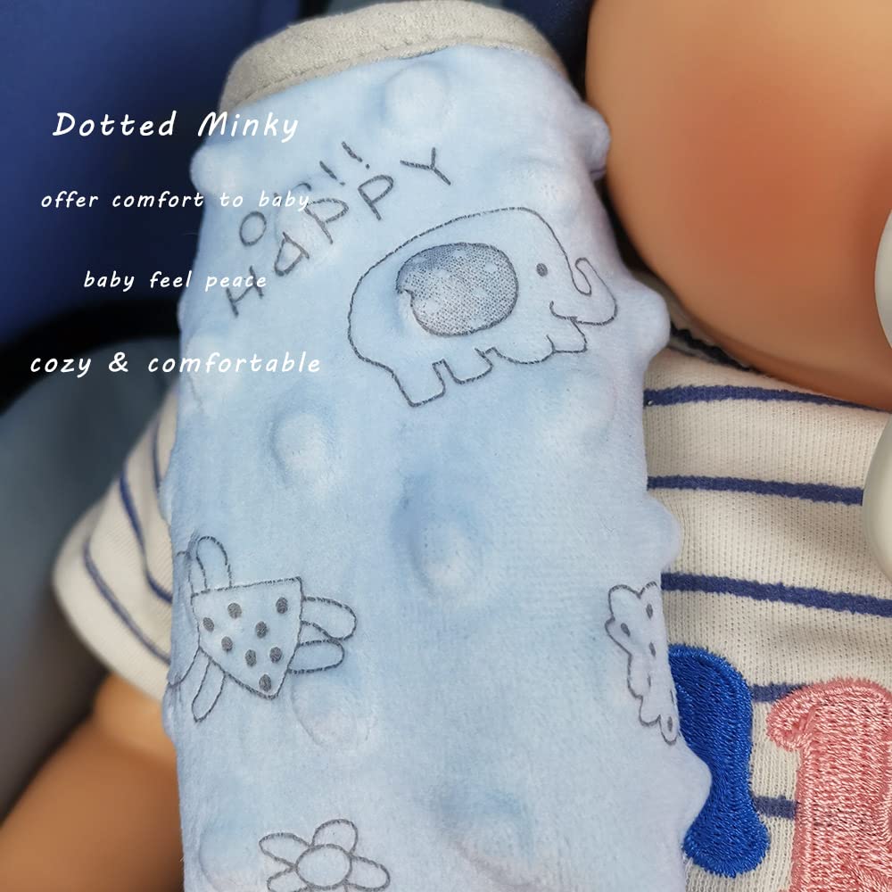 DODO NICI stroller belt pad blue dotted minky adjustable fit for various seats