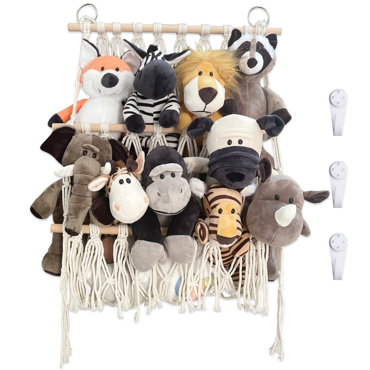 DOEGUAIY stuffed animal hammock wall hanging demonstrates space-saving toy storage