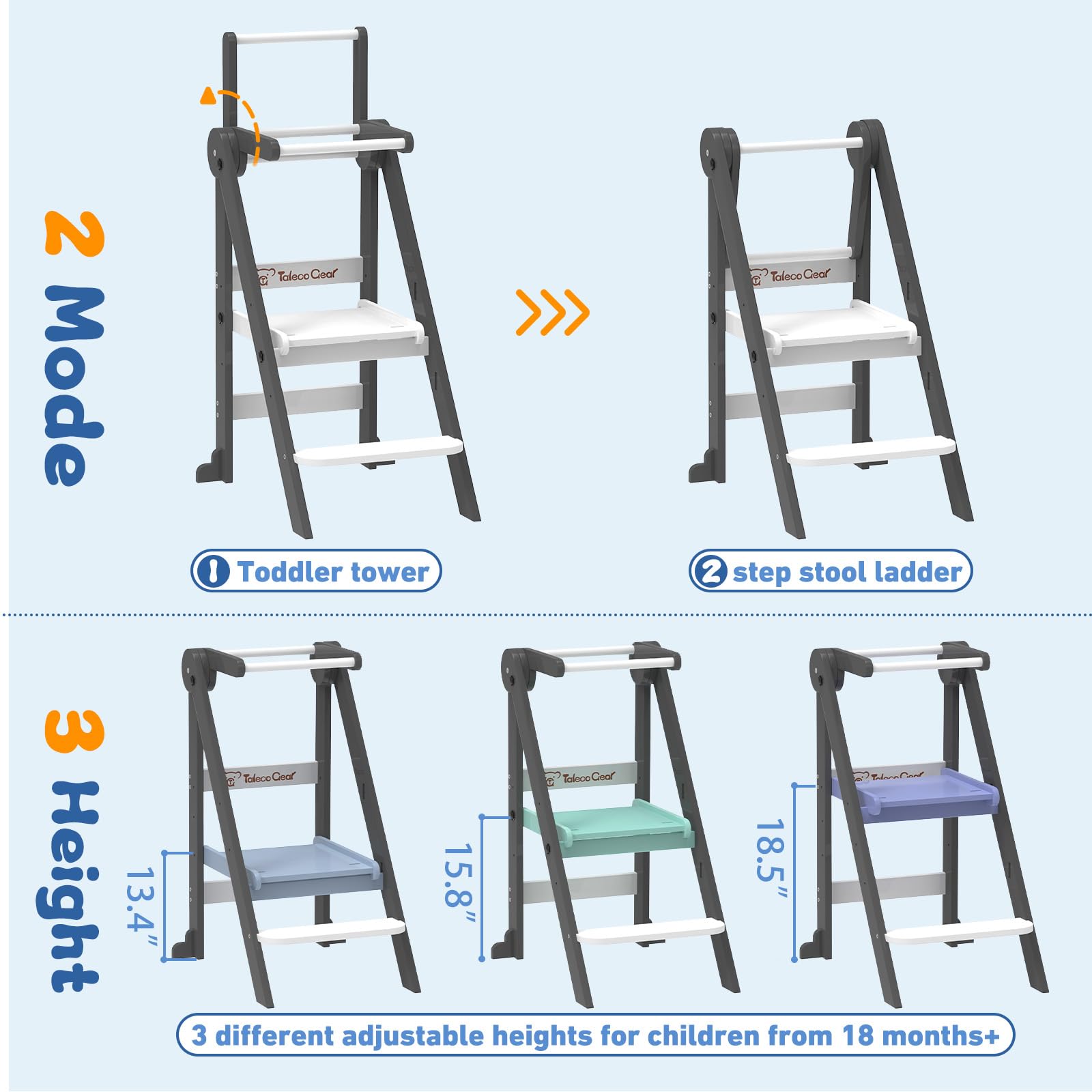 Doerpuz foldable toddler tower folded-storage illustrates compact space-saving design.