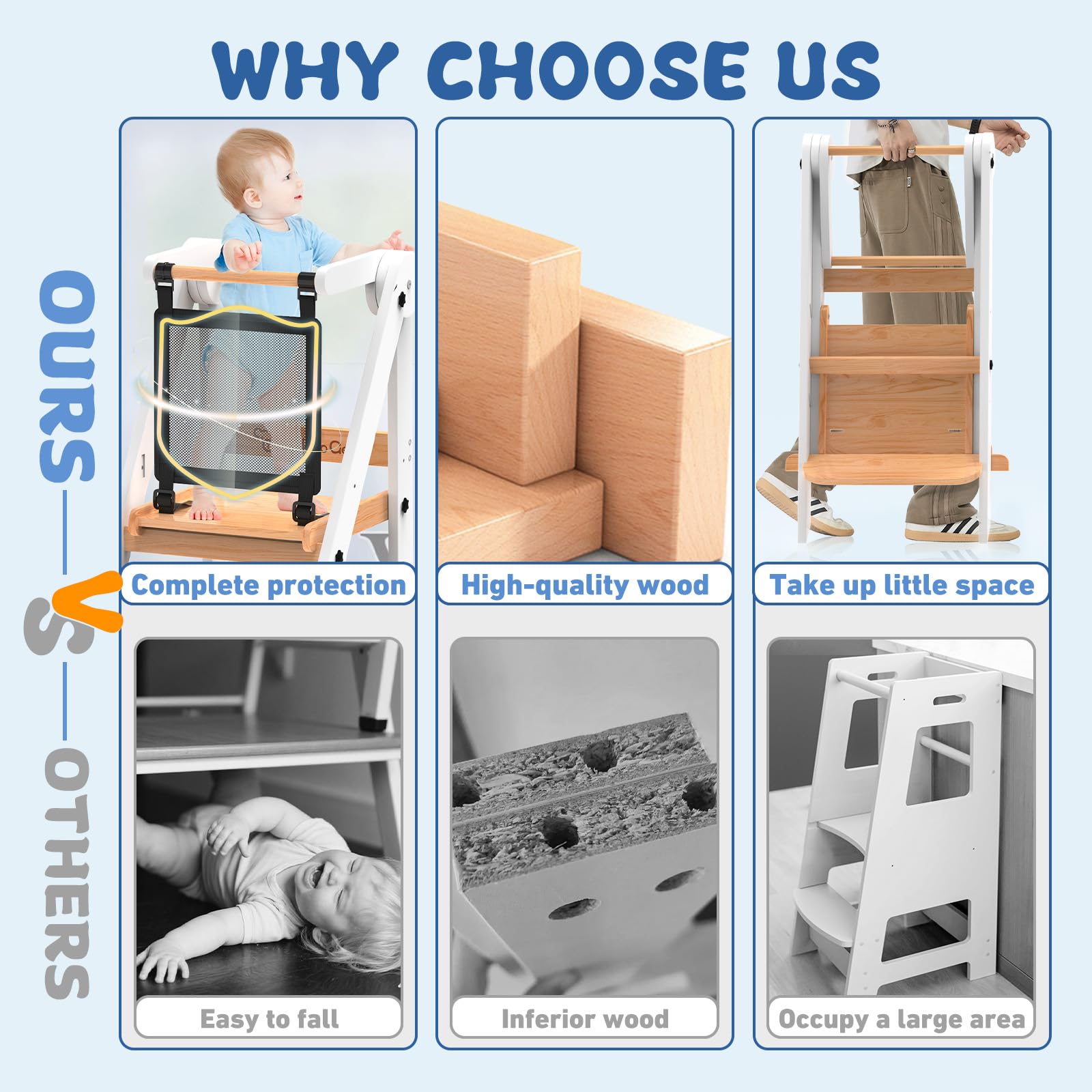 Doerpuz foldable toddler tower folded-storage view shows space-saving design.