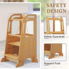 Doerpuz toddler tower chalkboard side view showing adjustable height for growing kids.