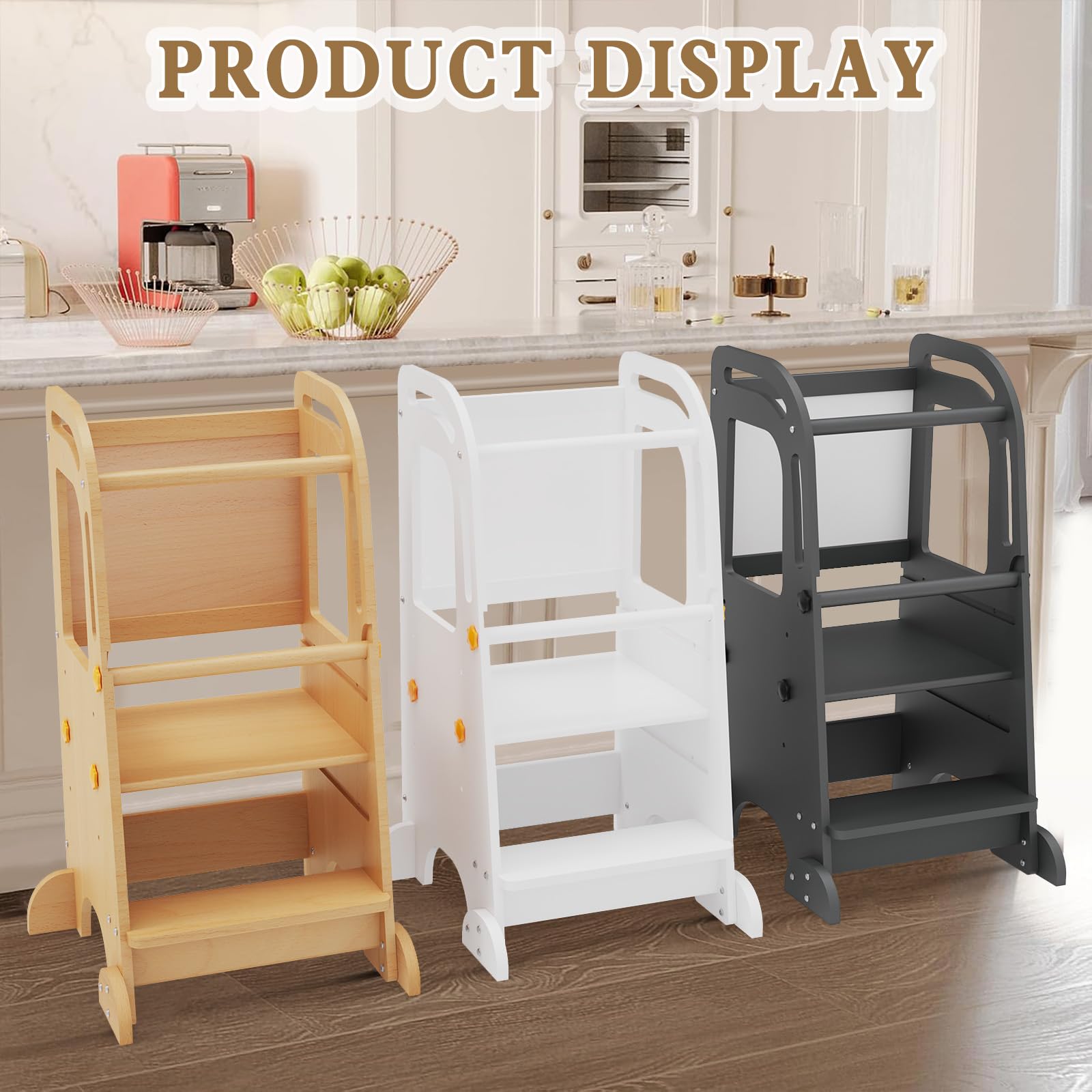Doerpuz toddler tower sits sturdy on the floor reducing tipping risk.