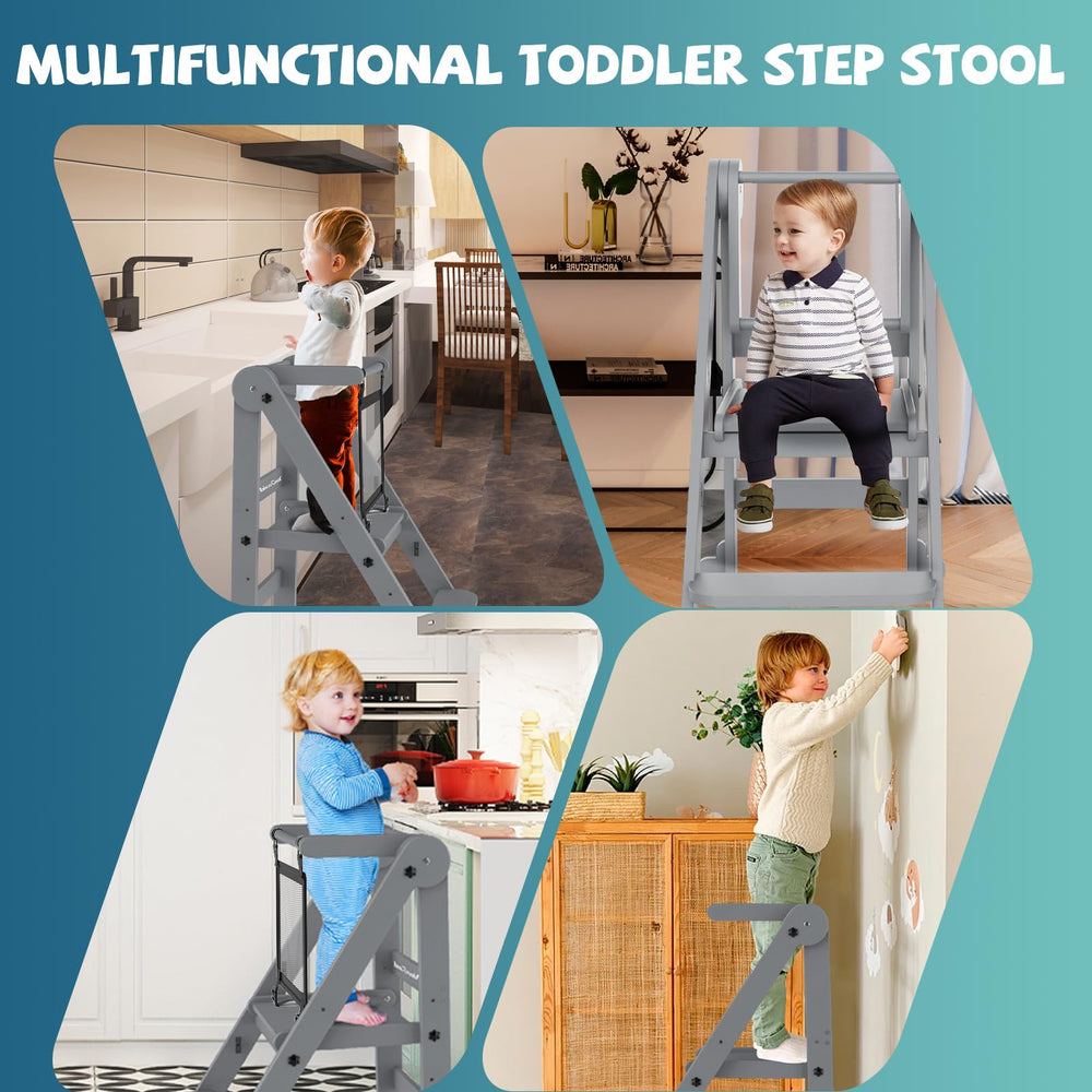 Doerpuz toddler tower used at kitchen counter