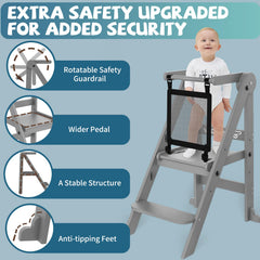 Doerpuz toddler tower stability with auxiliary foot pads