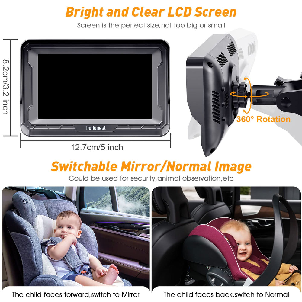 DoHonest 2-Pack 4-3 display keeps baby view in sight during drives.