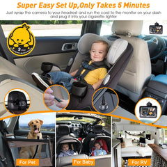 DoHonest baby car camera night-vision view for clear nighttime monitoring.