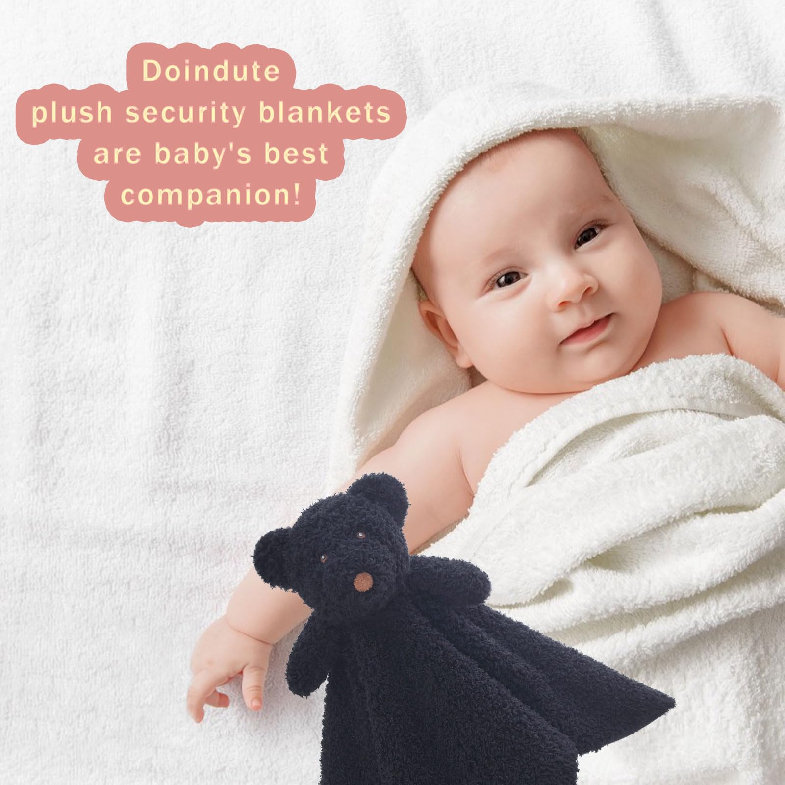 Doindute 14 inch teddy lovey perfect for newborns and toddlers to cuddle during play.