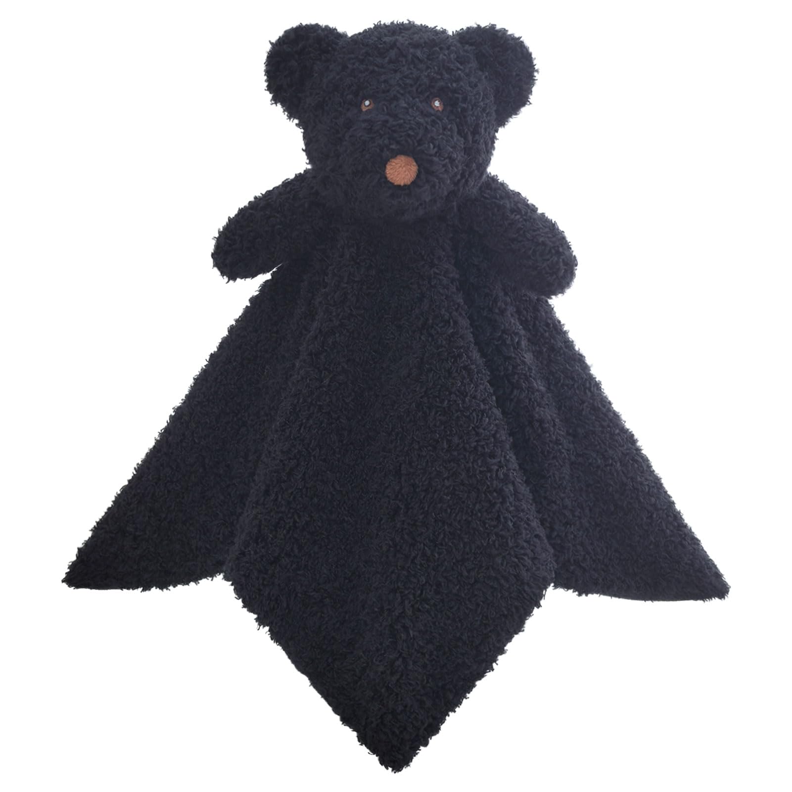 Doindute baby black teddy bear lovey blanket close-up plush texture for nap-time comfort.