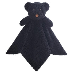 Doindute baby black teddy bear lovey blanket close-up plush texture for nap-time comfort.
