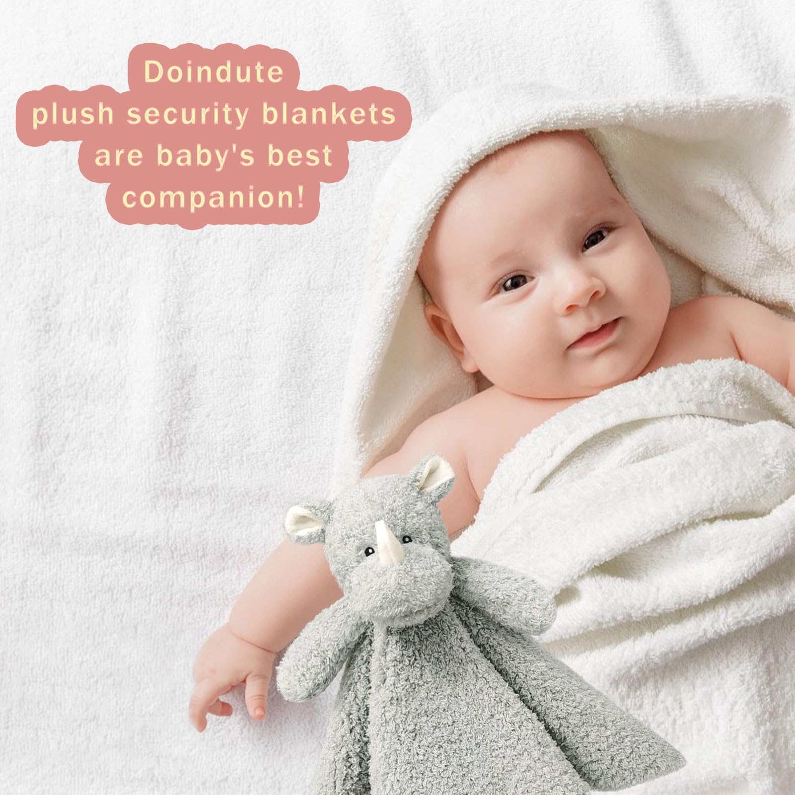 Doindute baby gray rhino blanket ideal for newborns and toddlers for cozy cuddles.