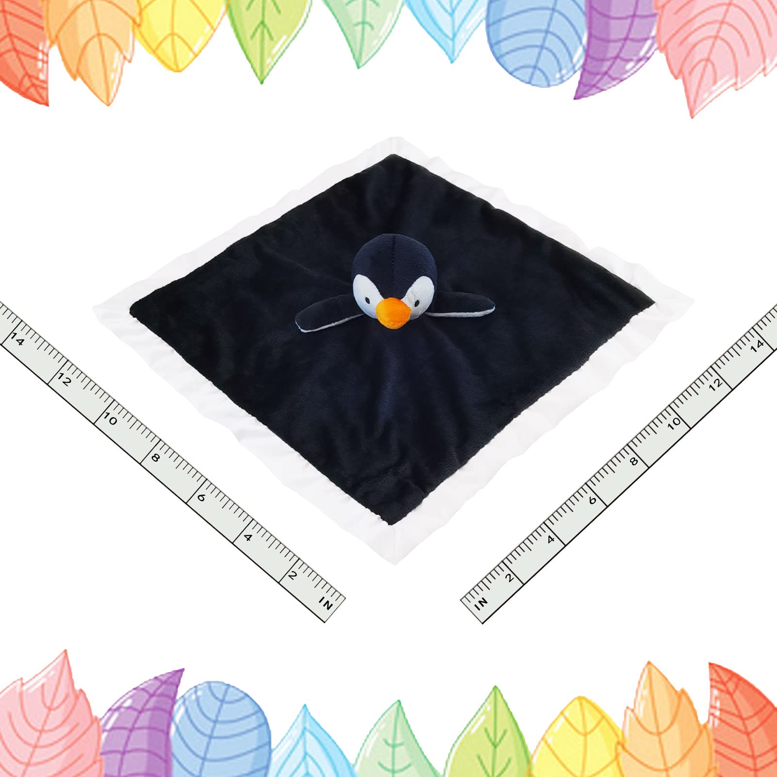 Doindute penguin lovie blanket embroidered-face closeup highlighting safe, soft materials