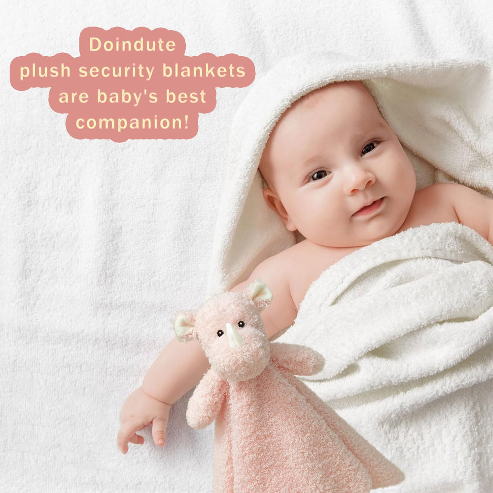 Doindute baby pink rhino lovie blanket gift set highlighting baby shower appeal.
