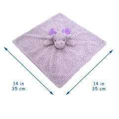 Doindute baby purple dragon lovie blanket close-up of embroidered eyes for safe play.