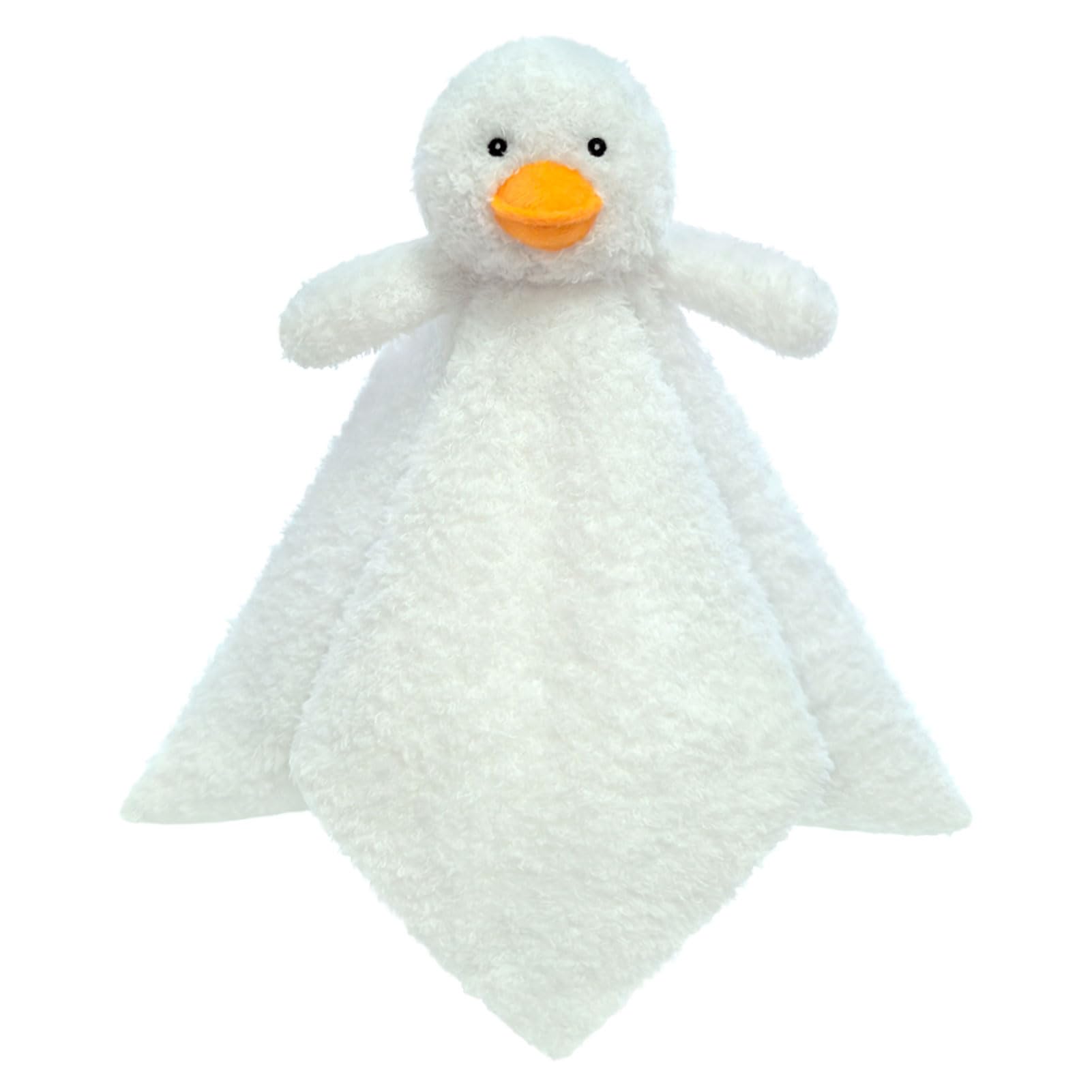 Doindute baby white duck lovey blanket provides newborn snuggles with a soft, cozy look.