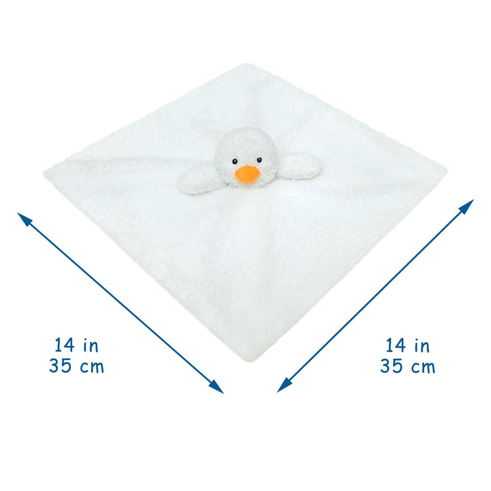 Doindute duck lovey blanket features embroidered eyes for durable, gentle playtime.