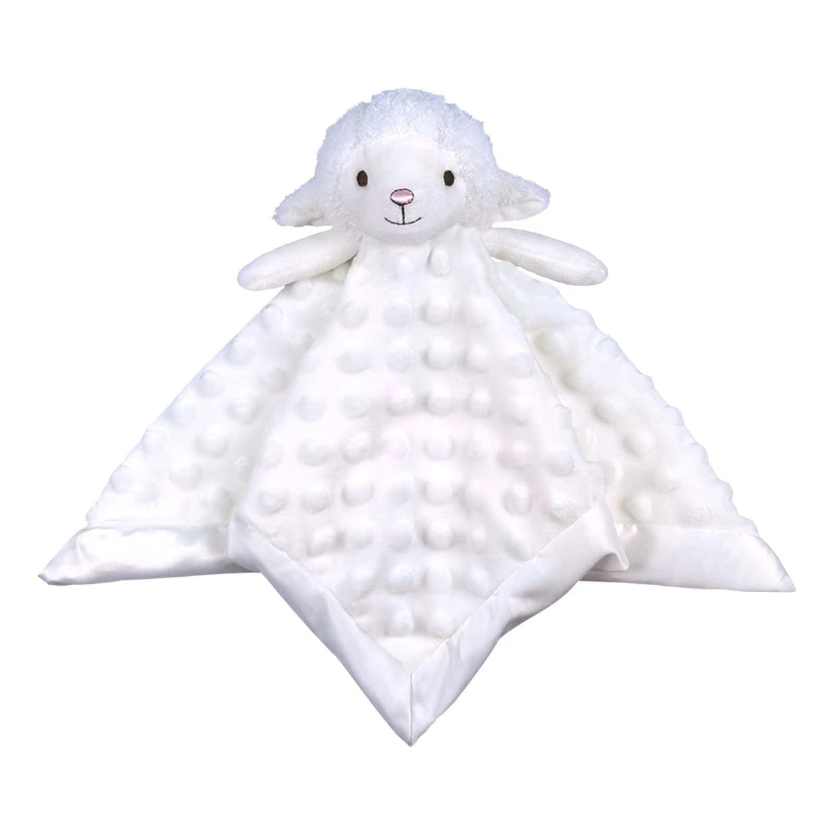 Doindute baby white lamb lovey blanket 13in for comforting cuddles during nap time.