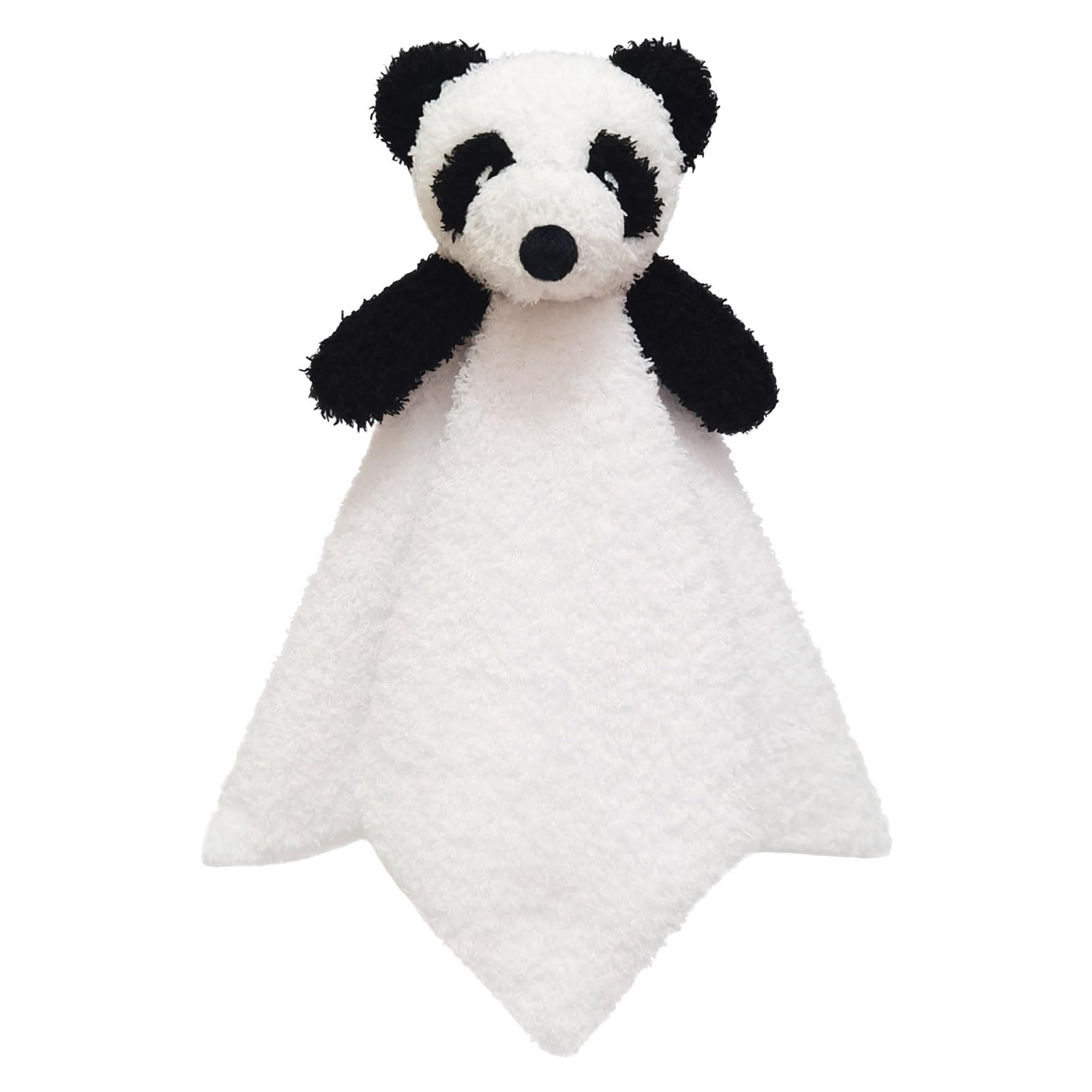 Doindute baby white panda lovey blanket 14in in a cozy nursery setting for nap time.