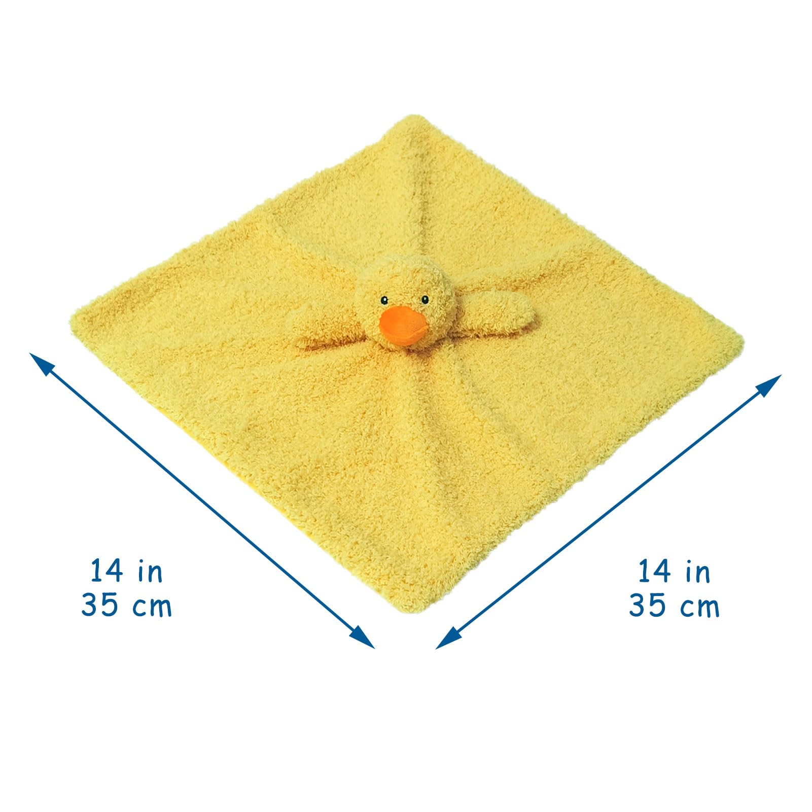 Doindute baby yellow duck lovey with embroidered eyes and nose for comforting familiarity.