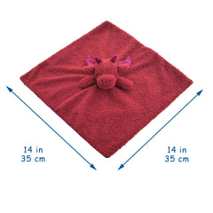 Doindute dragon lovey blanket snuggle scene demonstrates comforting companion during bedtime routines.