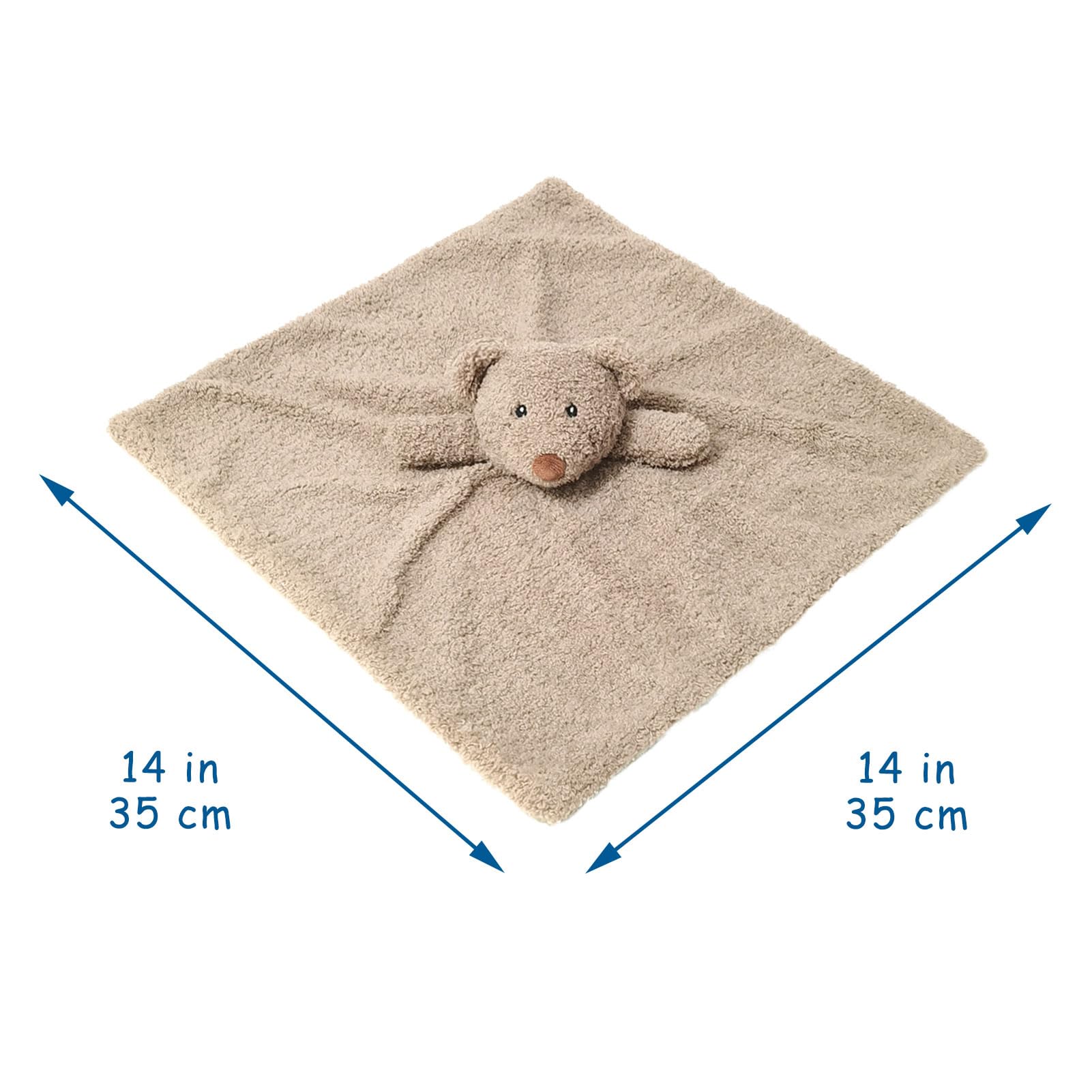 Doindute teddy blanket with embroidered eyes and nose for safe cuddling