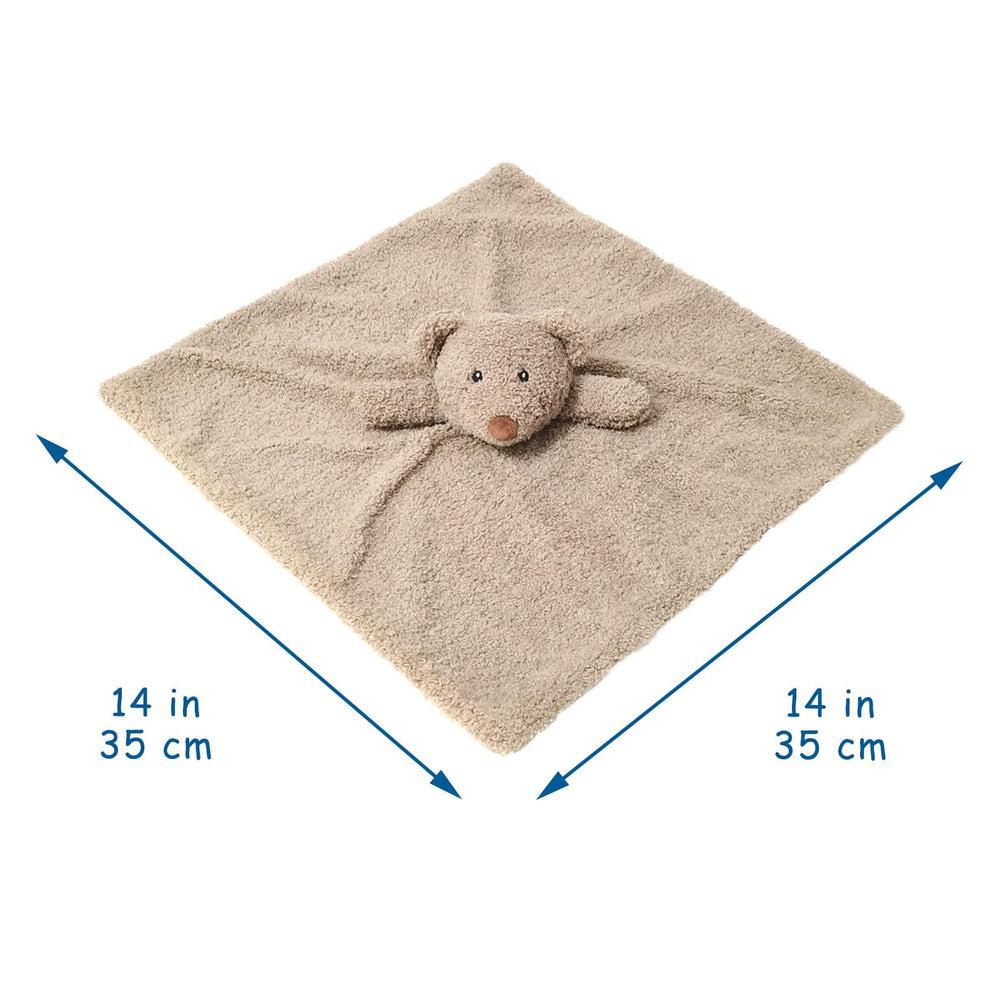 Doindute teddy blanket with embroidered eyes and nose for safe cuddling