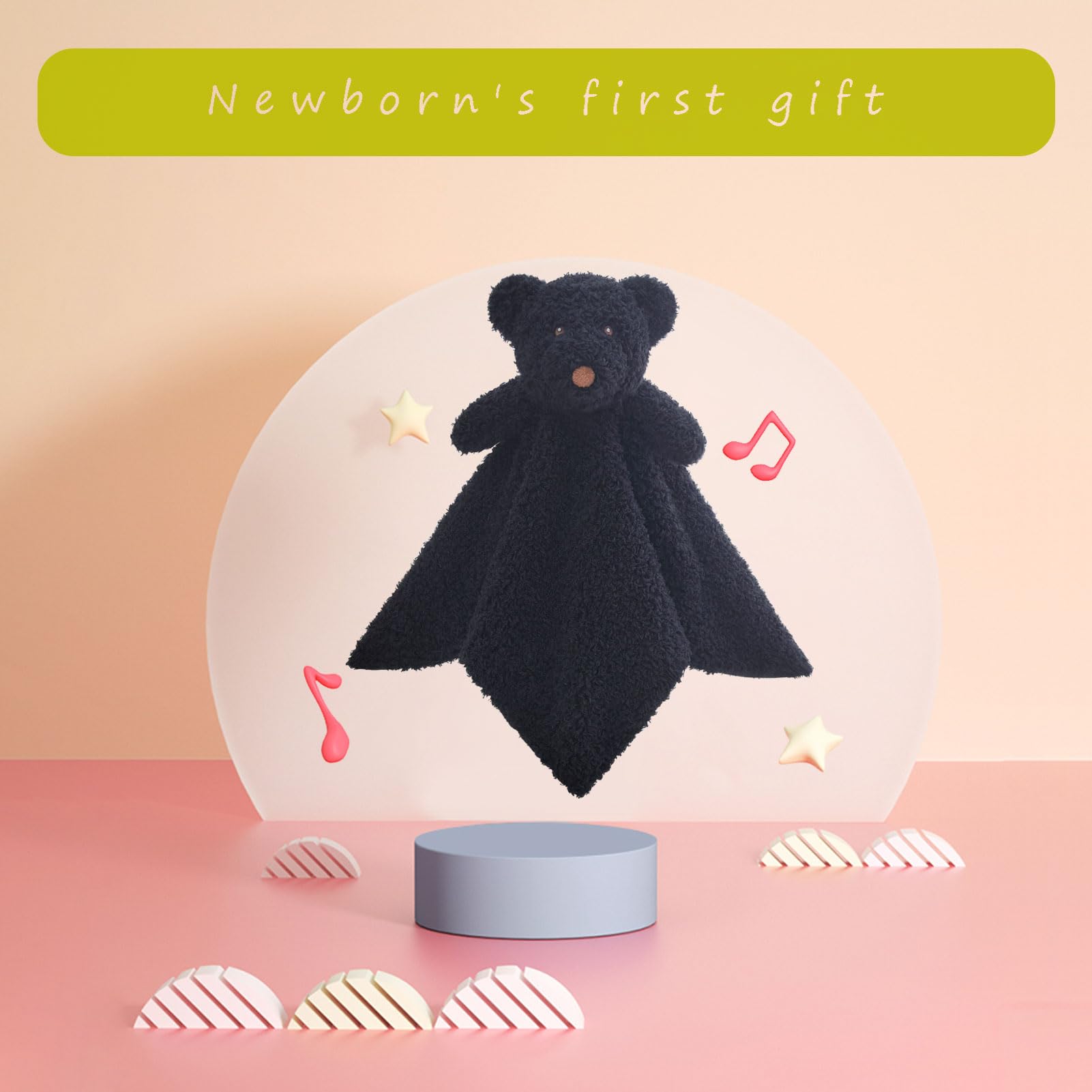 Doindute kawaii bear lovey shown as a baby gift suitable for nursery decor.