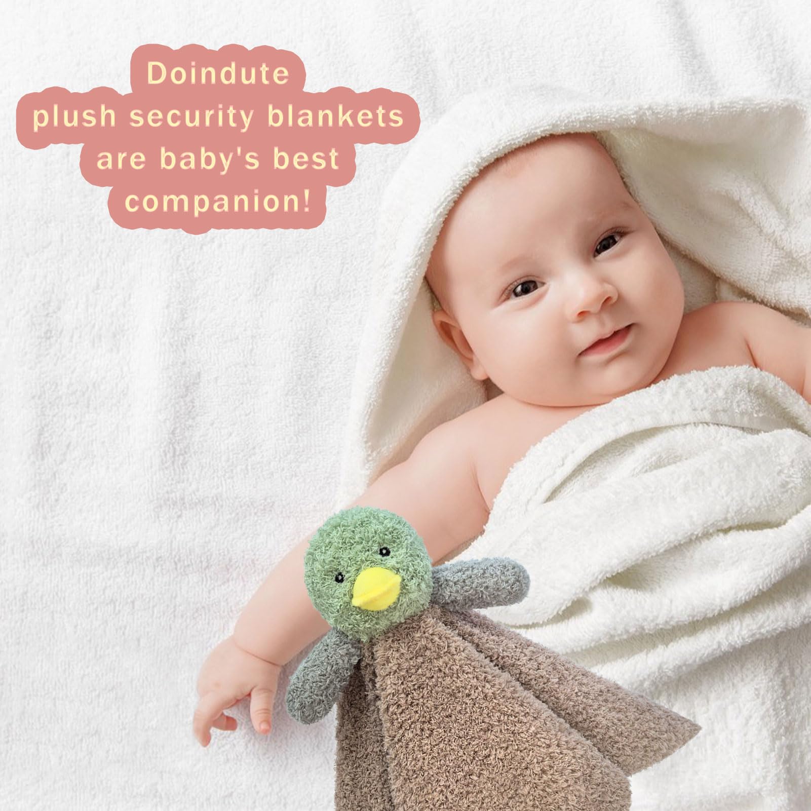 Doindute nursery-friendly duck lovie aids bedtime cuddles with a familiar companion.