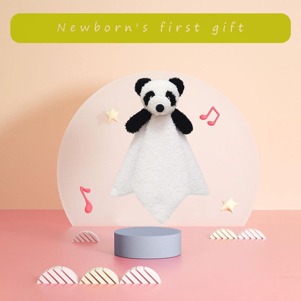 Doindute panda security blanket grip demonstrates easy-hold design for tiny hands.