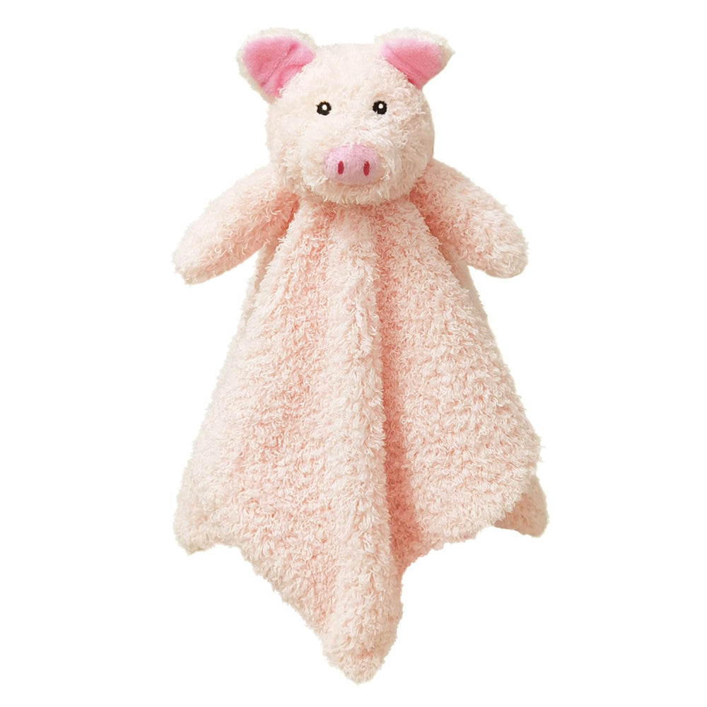 Doindute pig-lovie-blanket-18in close-up reveals soft plush texture for cozy newborn snuggles.