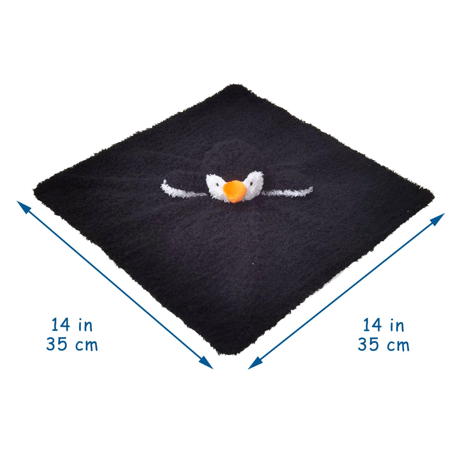 Doindute plush penguin security blanket closeup highlighting soft fabric and embroidered features