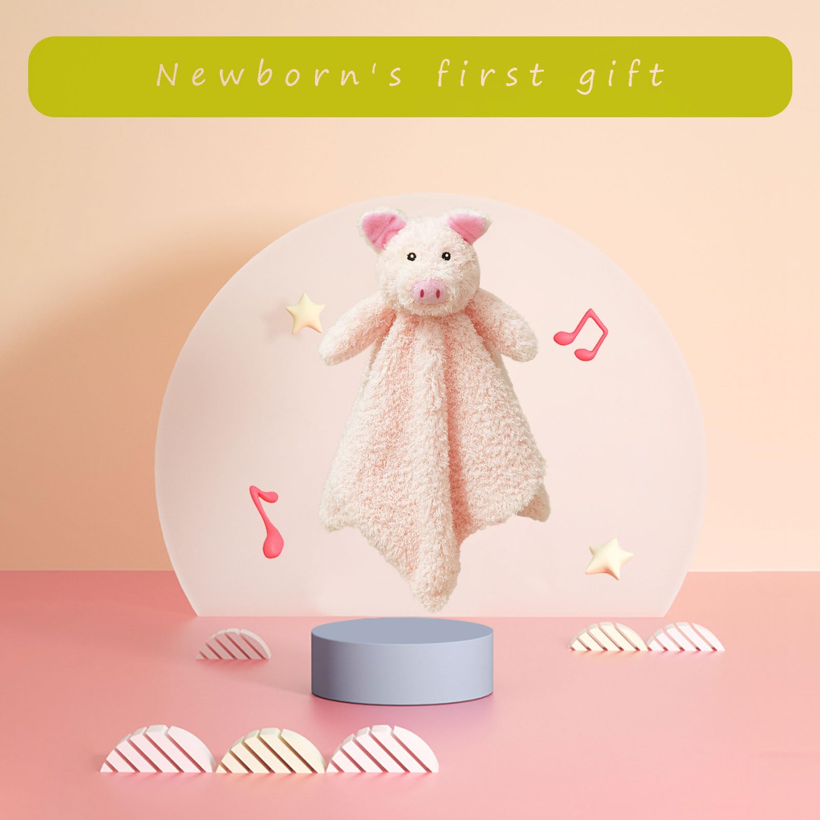 Doindute security blanket pig in crib illustrating comforting nursery companion