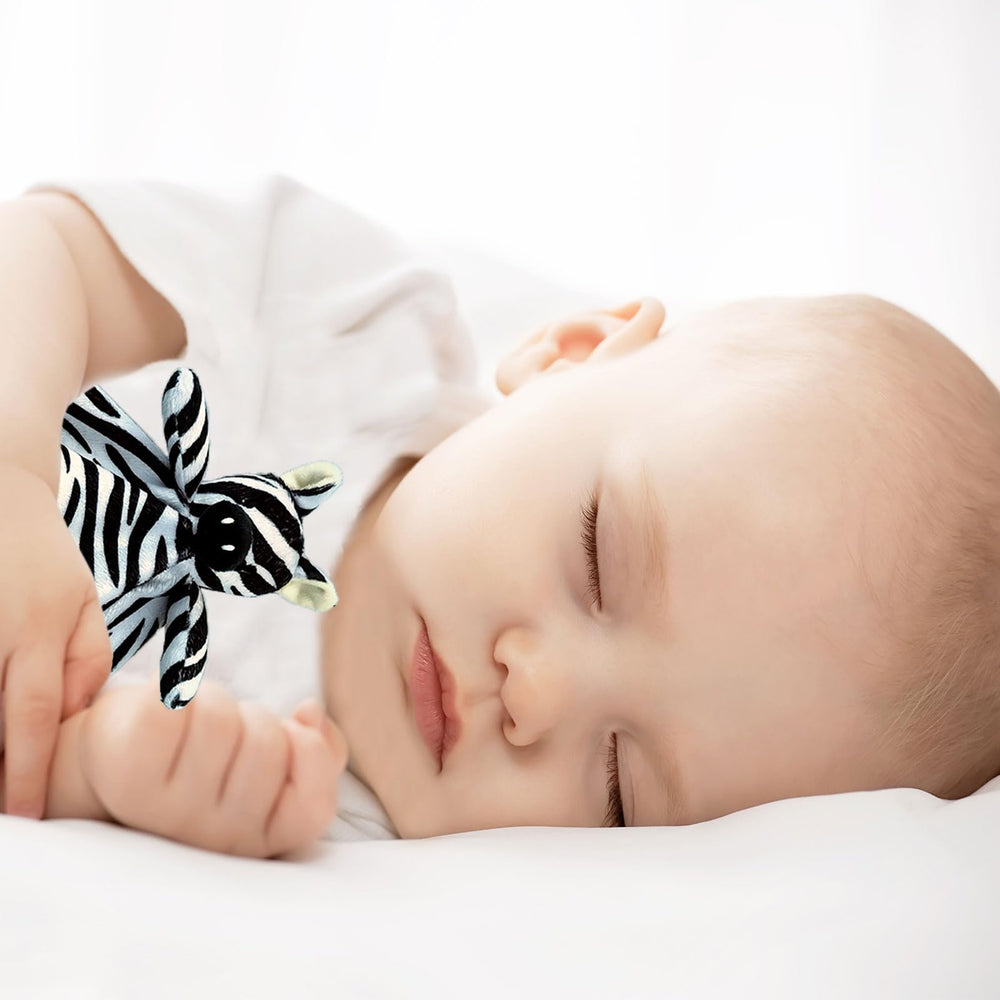 Doindute Zebra embroidered eyes and nose detail showcasing safe, durable craftsmanship loved by infants