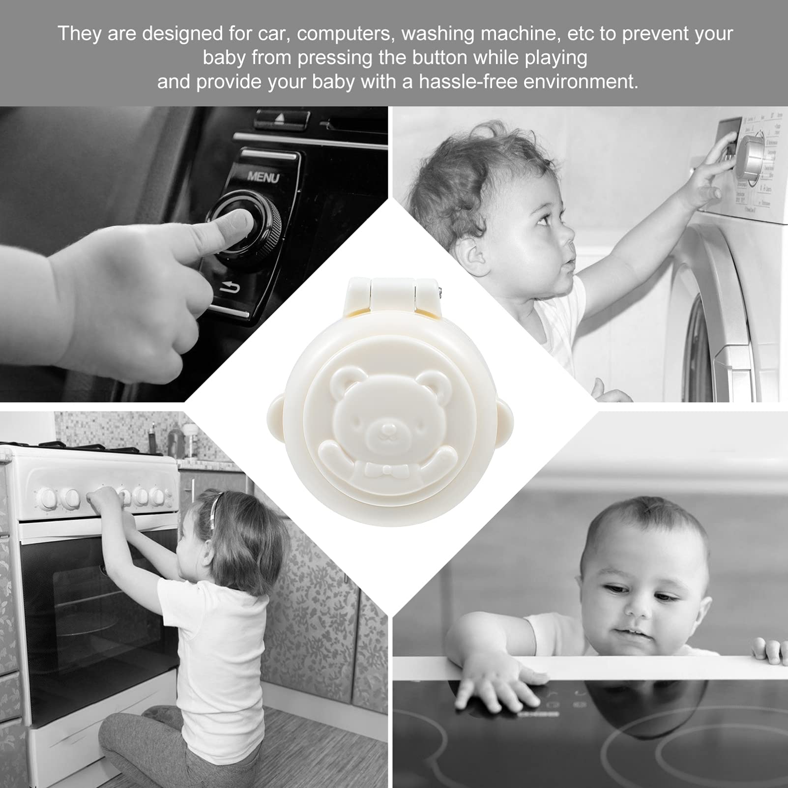 DOITOOL button cover on washing machine for safer, kid-friendly usage.