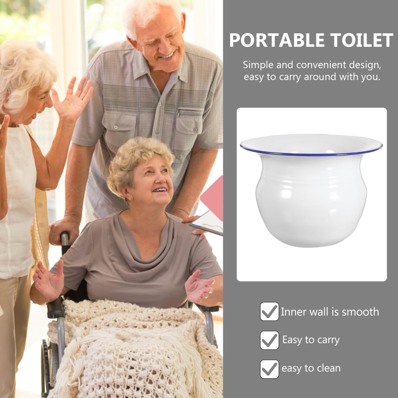 DOITOOL compact chamber pot fits small spaces and reduces clutter.
