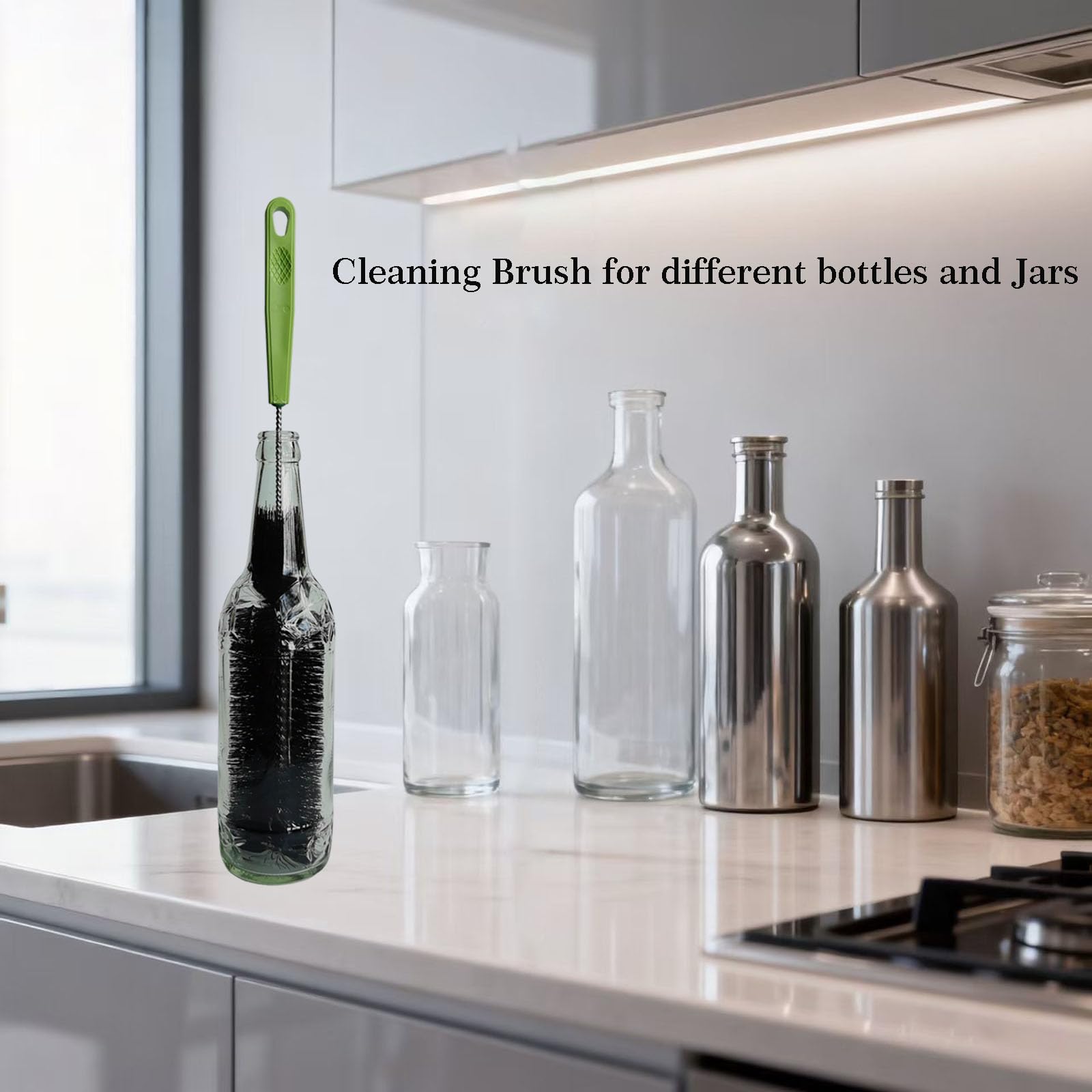 Dokpod dishwasher-safe bottle brush for easy kitchen cleanup