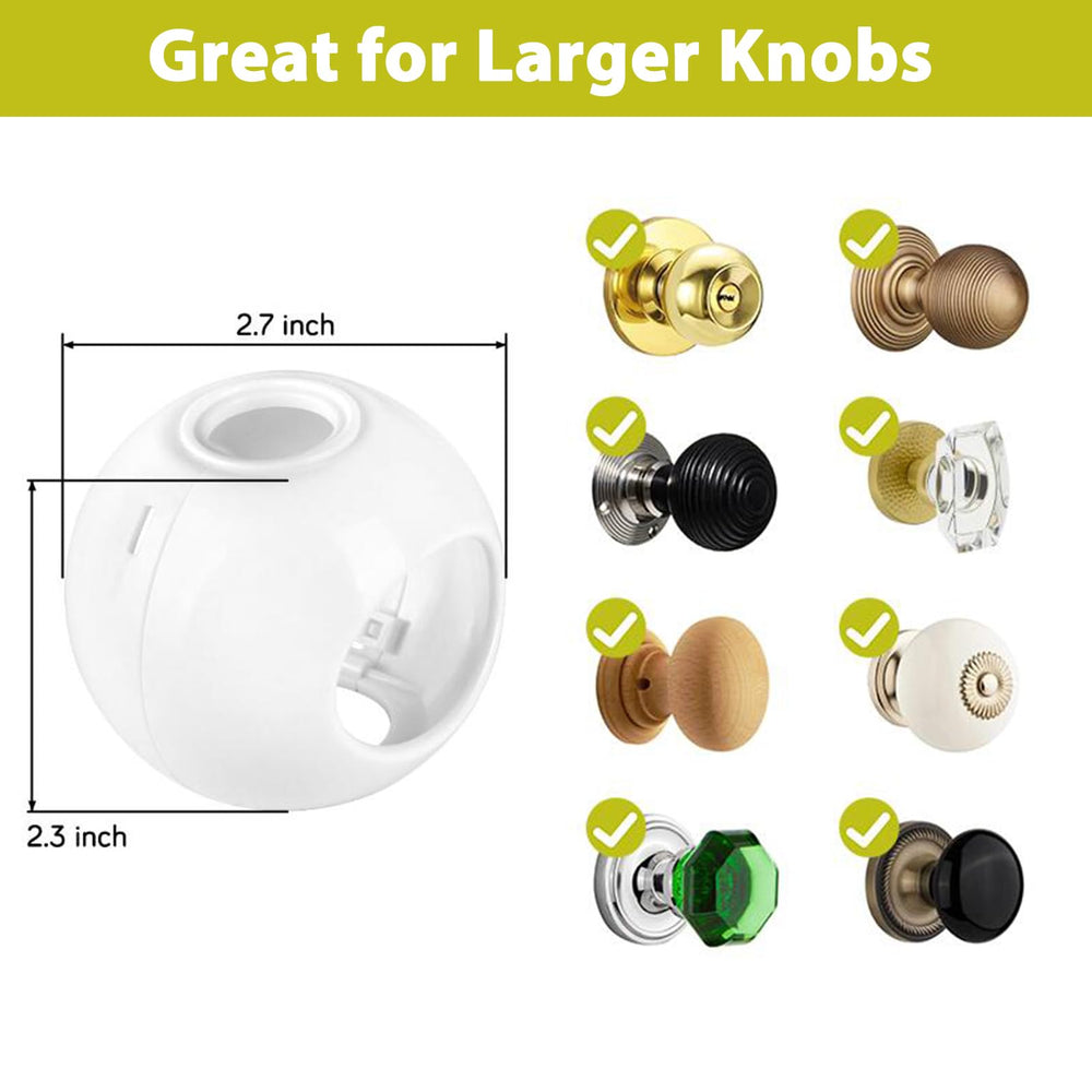 DoktorBaby large-knob coverage fits 2.7-inch knobs for safety.