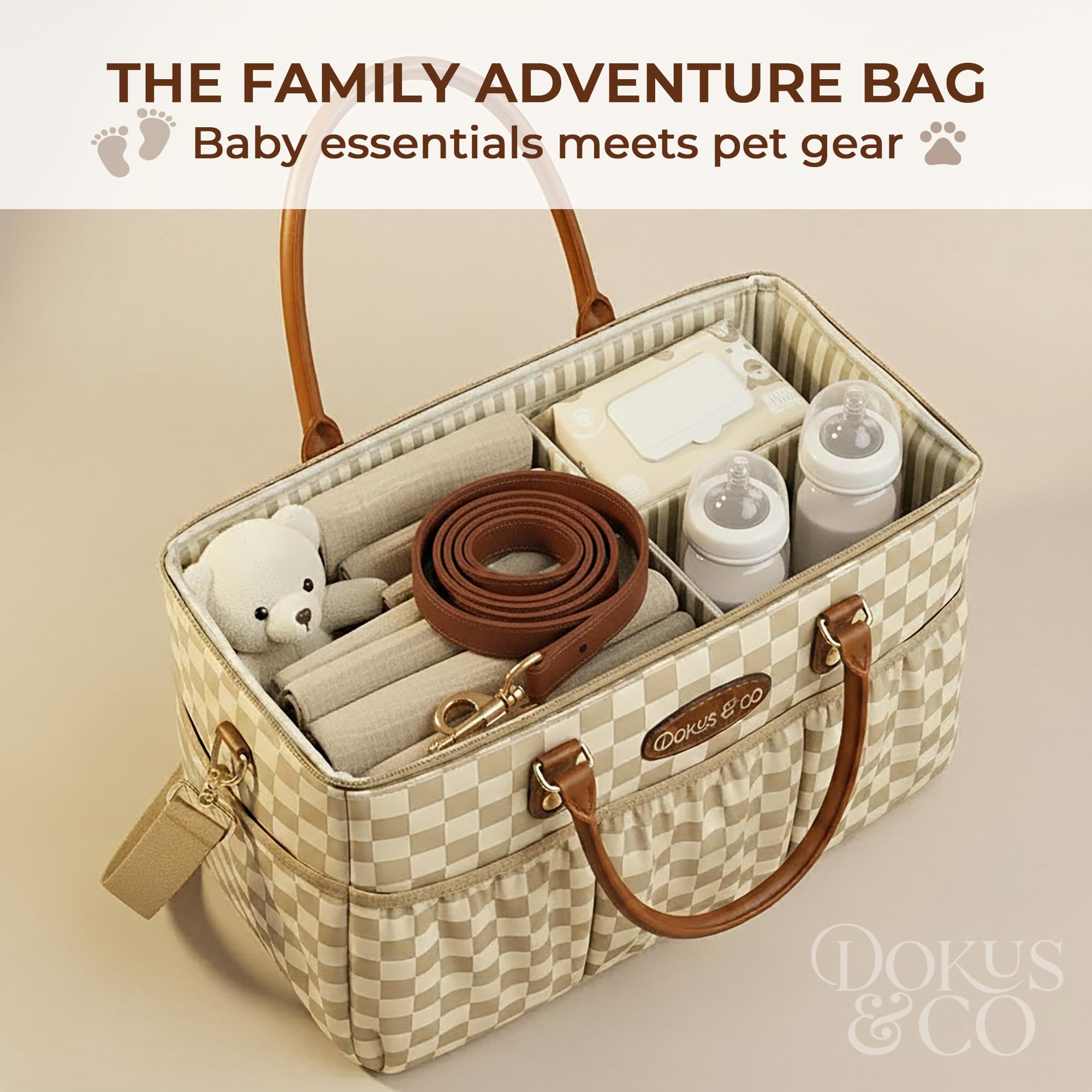 DOKUS & CO Luxe Car Organizer side view showing ample pockets