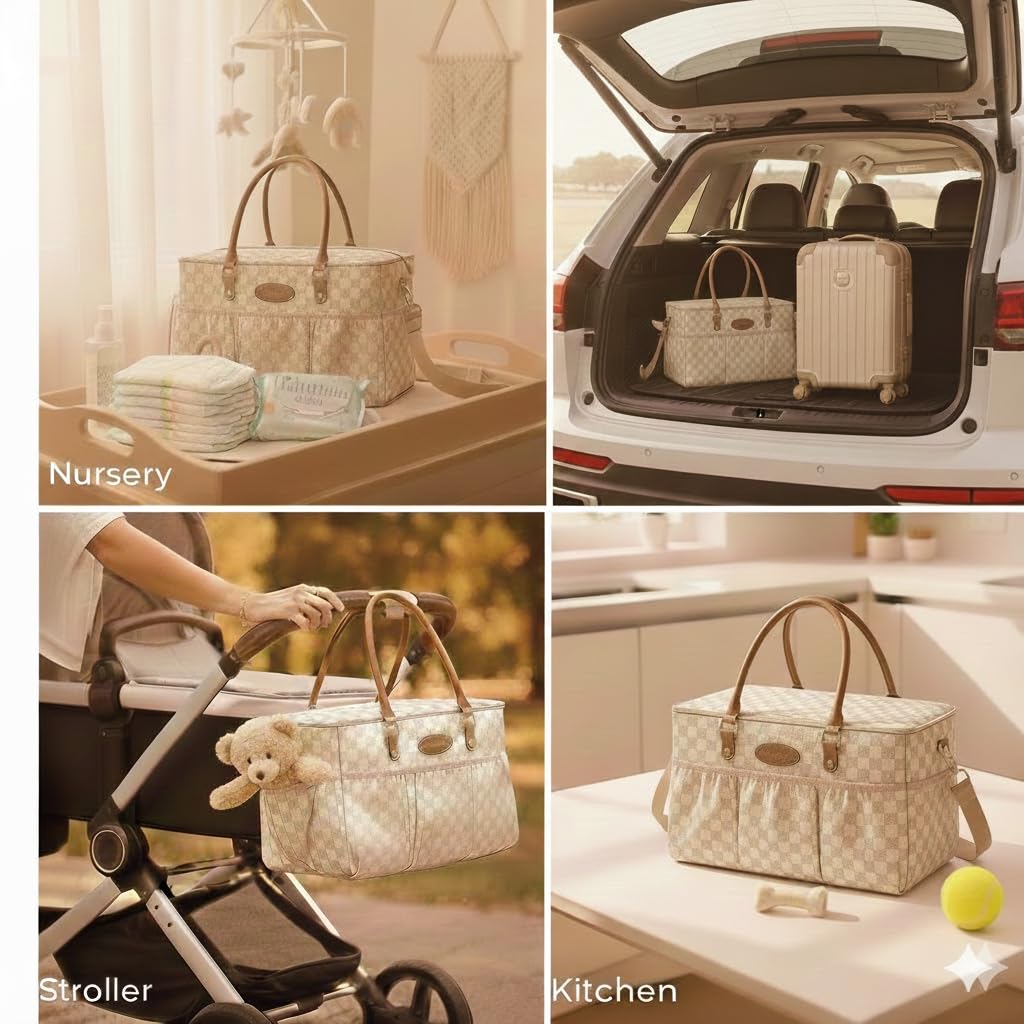DOKUS & CO Luxe Diaper Caddy removable dividers for flexible packing