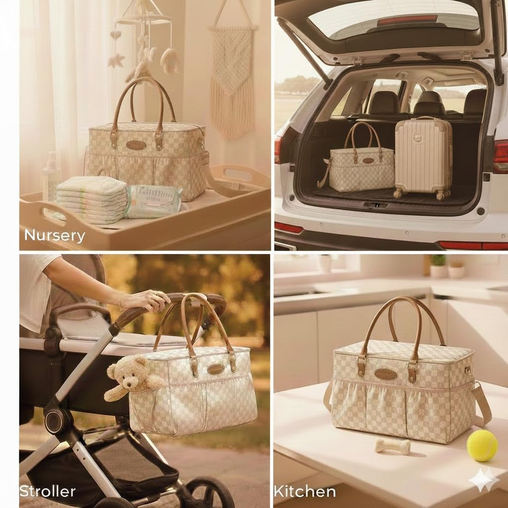 DOKUS & CO Luxe Diaper Caddy removable dividers for flexible packing