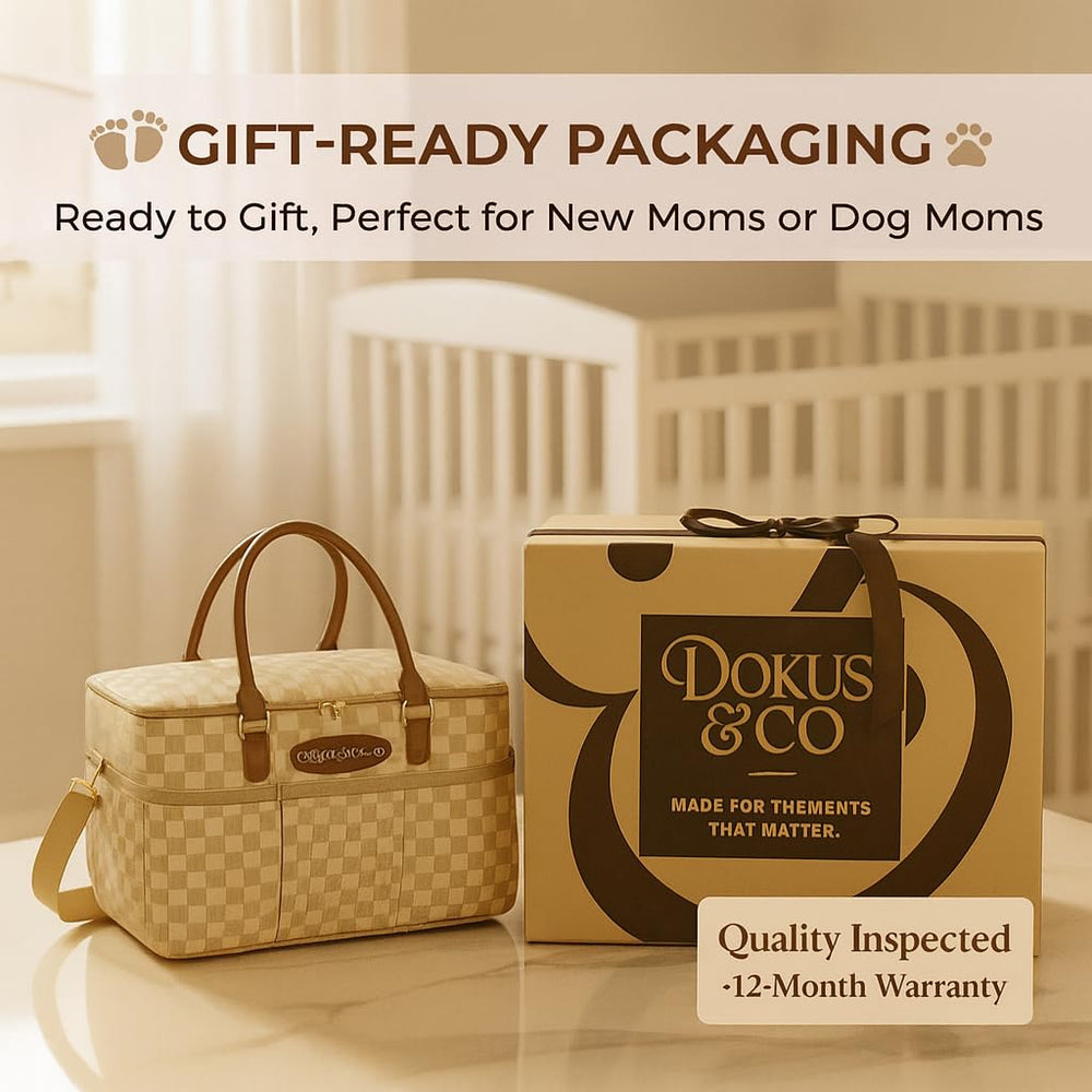 DOKUS & CO Luxe Diaper Caddy tote-style design for everyday use