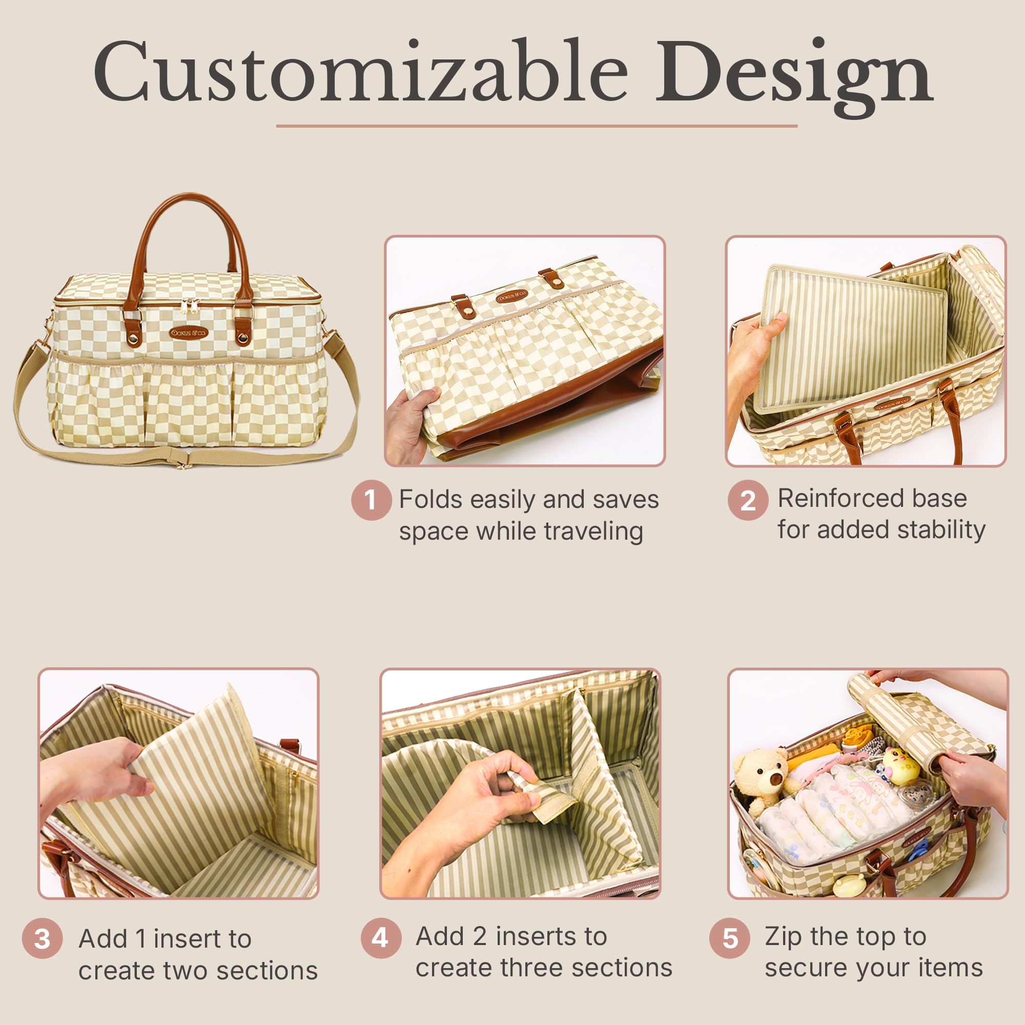 DOKUS & CO Luxe Diaper Caddy water-resistant fabric keeps gear protected