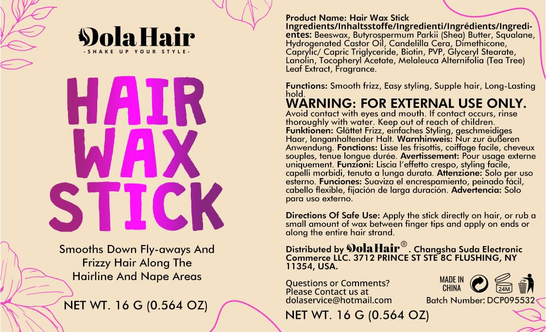 Dolahair flyaway control on hairline with wax.