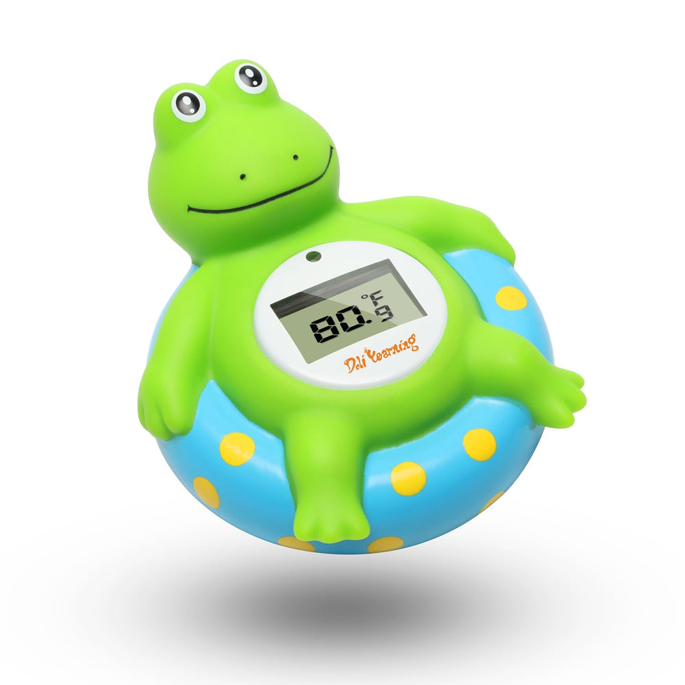 Doli Yearning frog-shape bath thermometer display shows bath temperature clearly