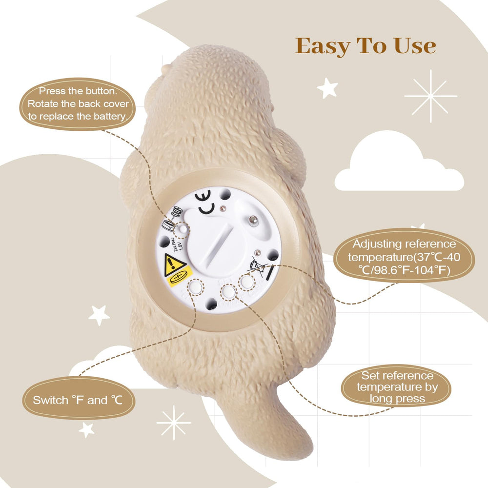 DoliWish floating thermometer doubles as otter toy for bath-time fun.