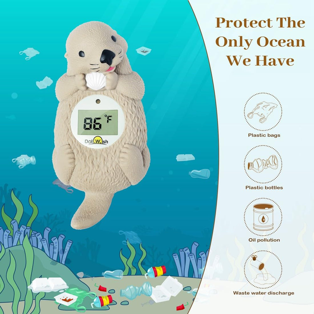 DoliWish room-use thermometer keeps baby comfortable by monitoring bath environment.