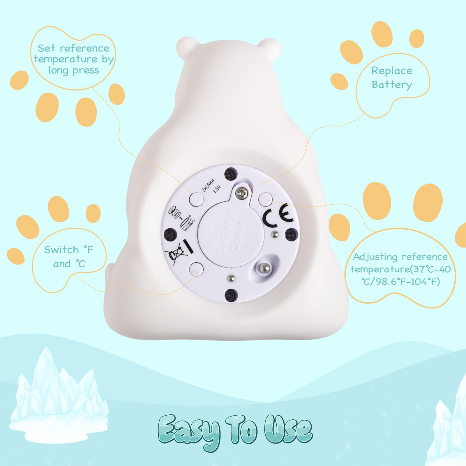 DoliWish polar bear thermometer makes a thoughtful newborn gift.